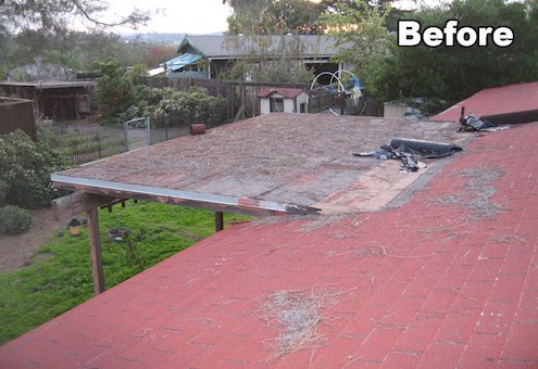 before extended home roof repair